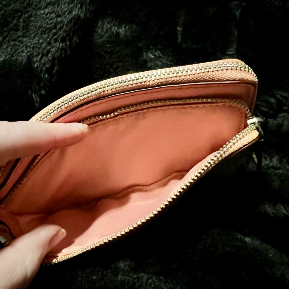 Coach Pink and Tan Signature Wristlet - Picture 4 of 6
